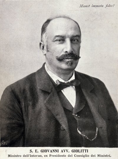 Porträtt av Giovanni Giolitti (1842-1928), italiensk politiker. av Italian Photographer