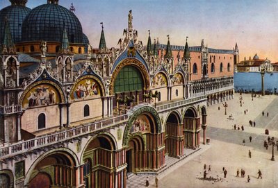 Venezia / Venedig: Basilikans fasad sedd från Torre dell