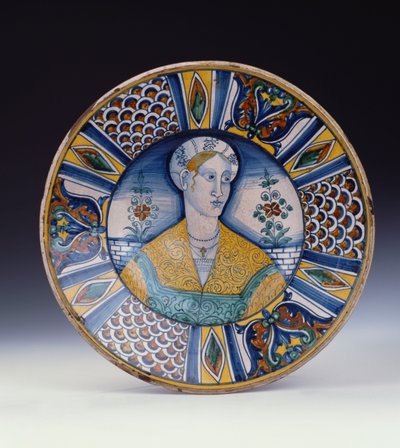 Ett stort porträttfat från Deruta, ca 1530 av Italian School