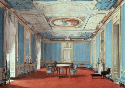 A Drawing Room in a Palazzo, Neapel, ca 1810 (penna och akvarell på papper)) av Italian School