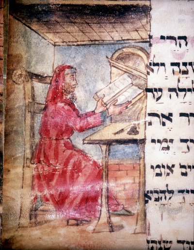En judisk läkare vid sitt skrivbord (vellum) av Italian School