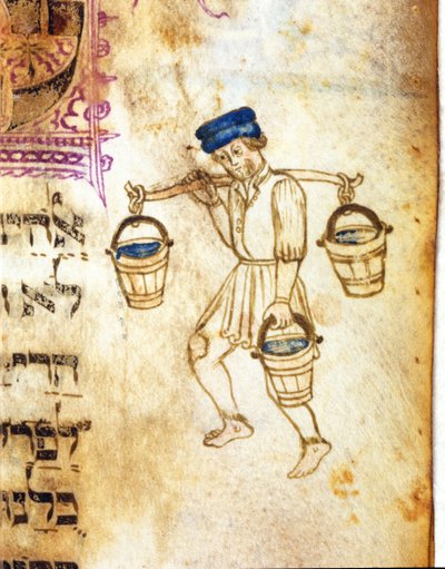 En judisk vattenbärare (vellum) av Italian School