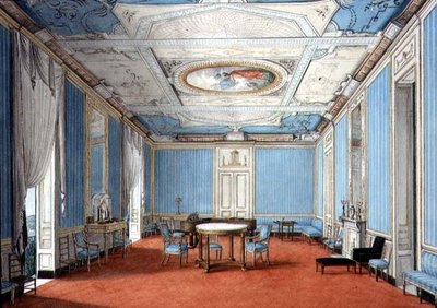A Neo-Classical Neopolitan Palazzo Interior, c.1830 (gouache och akvarell på papper) av Italian School
