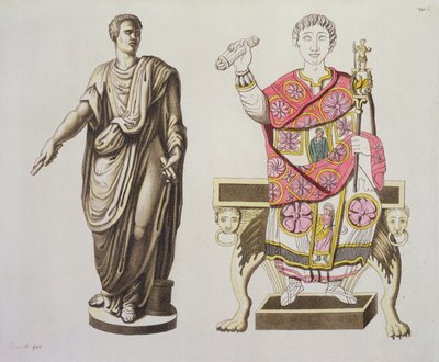 En romersk senator och en tjänsteman, från Costumi dei Romani, ca 1805-20 (akvatint) av Italian School