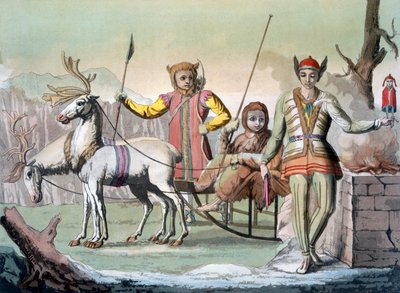En viss shaman med entourage, Sibirien, ca 1820-30-talet av Italian School