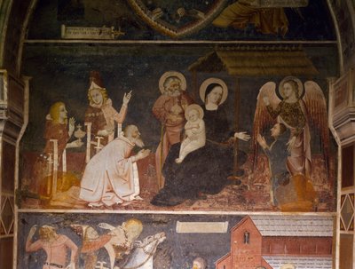 Tillbedjan av Magi (fresk) av Italian School