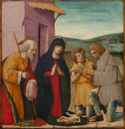 Tillbedjan av herdarna, ca. 1480-1500 (olja på trä) av Italian School