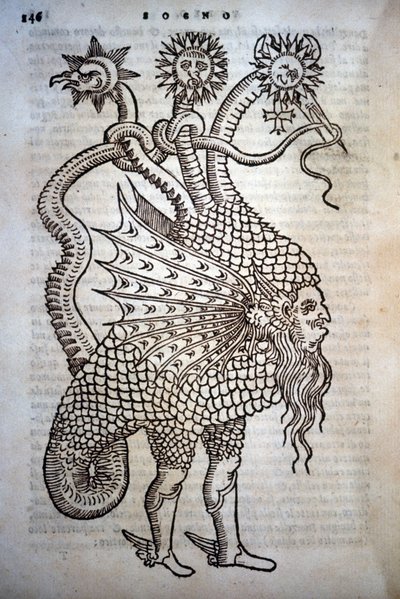 Alchimie: Monster Hybrid, i - "The Transmutatione Metallica Sogni Tre" av Giovanni Battista Nazari, redigerad i Brescia 1599. av Italian School