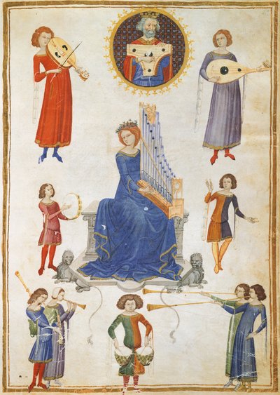 Allegory of music, manuskript V A folio 27 från The Music Institute av Severin Boezio av Italian School