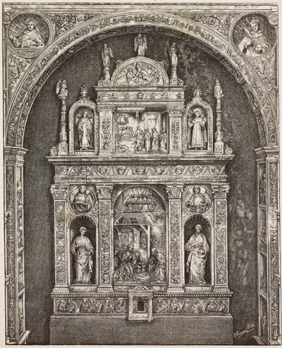Altare i St Cita-kyrkan, av Antonello Gagini, Palermo, Italien, gravyr från teckning av G Cavallotti, från L