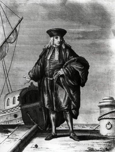 En amiral från den venetianska arsenalen (gravyr) (svart/vitt foto) av Italian School