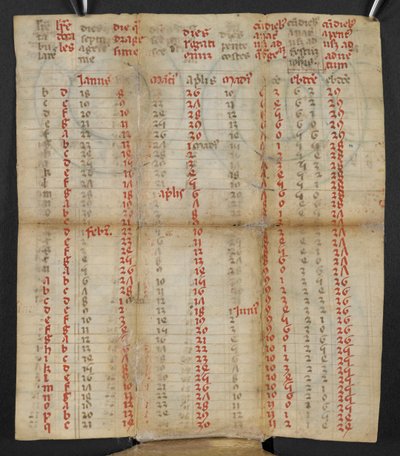 En italiensk hopfällbar kalender för januari till november, ca. 1381 av Italian School