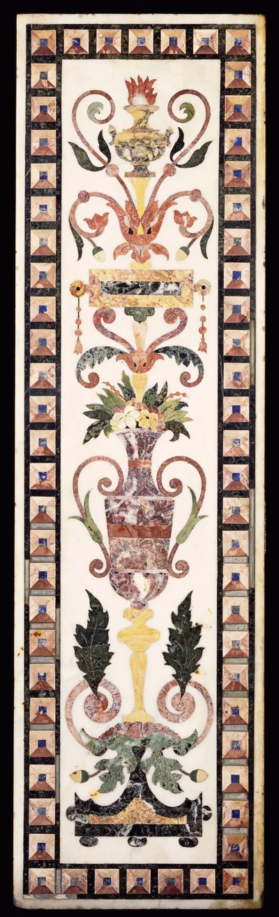 En italiensk pietre dura inlagd vit marmorpanel, tidigt 1700-tal (marble pietre dura) av Italian School