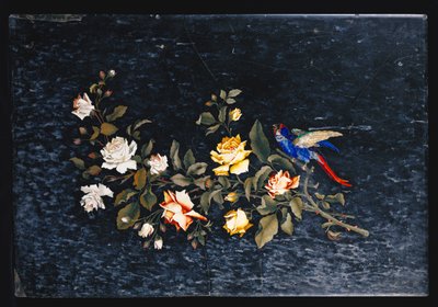 En italiensk pietre dure bordsskiva i svart och vitt brokig marmor av Italian School