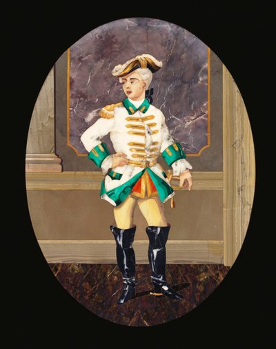 En italiensk pietre dure-panel föreställande en gentleman (pietre dura) av Italian School