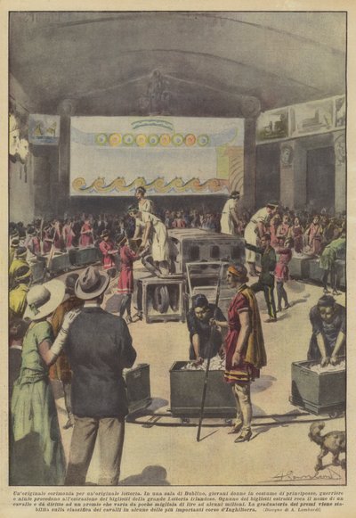 En originell ceremoni för en originell utlottning (färglitografi) av Italian School