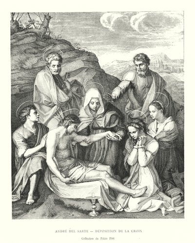 Andre del Sarte, Deposition från korset, Pitti Palace Collection (gravyr) av Italian School