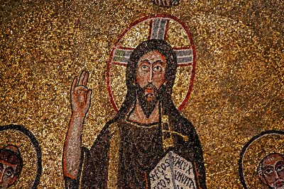 Absiddetalj med Kristus (mosaik) av Italian School