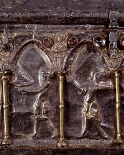 Ark of Barbarossa, med scener från Johannes Döparens liv (trä, bladsilver och stenar av Italian School