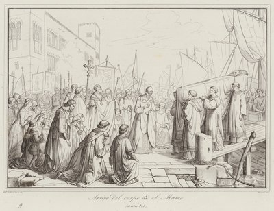 Ankomsten av St. Markus kropp, 828 (gravyr) av Italian School