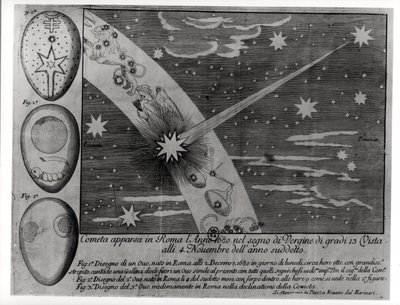 Astrologiskt diagram över kometen som dök upp i Rom under Jungfrun och förblev synlig till november 1680 av Italian School