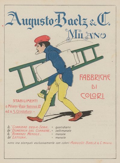 Augusto Baelz  C (färglitografi) av Italian School
