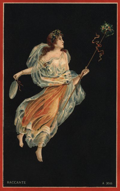 Baccante (färglitografi) av Italian School