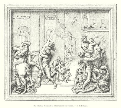 Basrelief av piedestalen för bortförandet av sabinerna, J av Bologna (gravyr) av Italian School