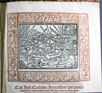CAESAR Gaius Iulius: Illustration från Caesars "Commentarii de Bello Gallico", c.15..., c.1511 (miniatyr) av Italian School