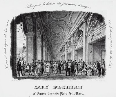 Caffe Florian på Piazza San Marco i Venedig, gravyr, Italien av Italian School