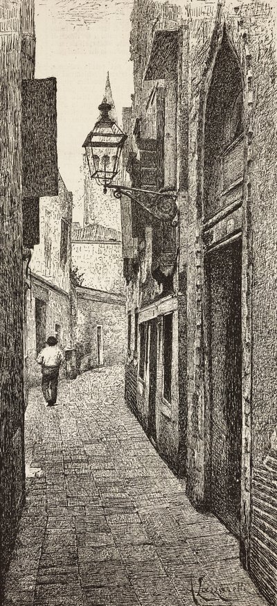 Carlo Goldonis hus i Venedig, Italien, gravyr från teckning av A Lazzaretti, från L