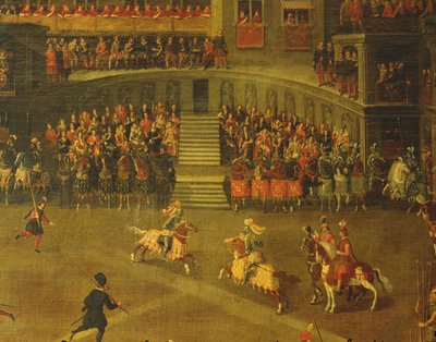 Karusell på innergården i Palais du Belvedere (olja på duk) av Italian School