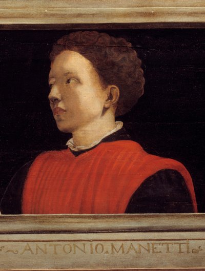 Cassone med fem porträtt av mästaren från den florentinska renässansen med porträttet av Manetti Rutilio di Lorenzo (1571-1639). Italiensk skola på 1500-talet. Inskriften nedan är troligen successiv. Louvren, Paris. av Italian School