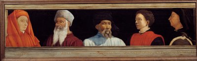 Cassone med 5 porträtt av mästaren under den florentinska renässansen (från vänster till höger Giotto di Bondone, Paolo Uccello, Niccolo Donatello, Antonio Manetti, Filippo Brunelleschi). Italiensk skola på 1500-talet. Inskriften nedan är troligen succ av Italian School