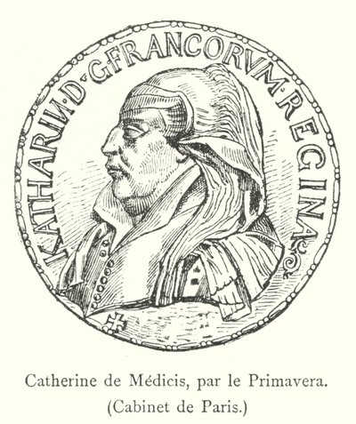 Catherine de Medici, par le Primavera, Cabinet de Paris (gravyr) av Italian School