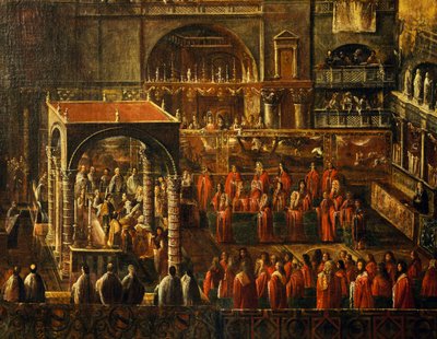 Ceremoni i Sankt Markuskyrkan i Venedig, målning av anonym konstnär, Italien av Italian School