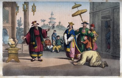 Kina - En teaterföreställning i det fria - gravyr från "" Seder och traditioner för alla folk i universum. Det vill säga historien om regeringen, om lagarna, om milisen, om religionen för alla nationer från de mest avlägsna tiderna till våra dagar "185 av Italian School