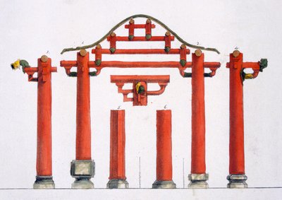 Kinesiska arkitektoniska detaljer i trä, ca 1820-30-talet av Italian School