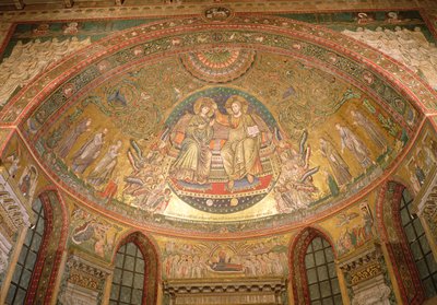 Kristus på tronen (mosaik) av Italian School