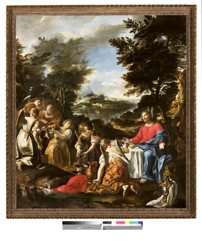 Kristus betjänad av änglar, ca 1650-1700 av Italian School