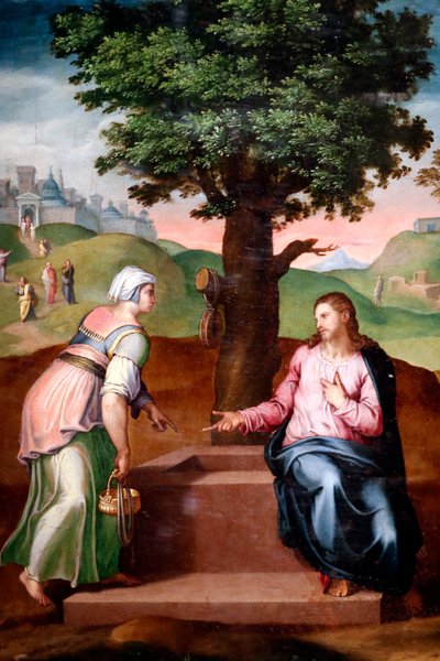 Kristus och den samaritanska kvinnan vid brunnen. Andra hälften av 1500-talet. Anonym. Genua. Italien. av Italian School