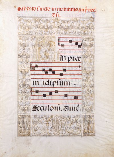 Kristus vid helvetets portar bär uppståndelsens fana och sträcker sig in för att rädda själar, Adam och Eva bakom, ca 1550 av Italian School