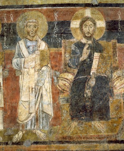 Kristus i majestät med heliga, Santa Maria Antiqua, Rom av Italian School