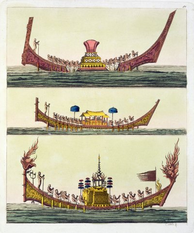 Cochin kinesiska fartyg, illustration från Le Costume Ancien et Moderne av Giulio Ferrario, publicerad ca 1820-30-talet av Italian School