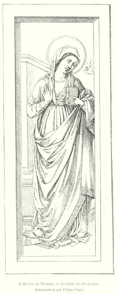 Samling av Florens, Academy of Fine Arts, Annunciation, av Filippo Lippi (gravyr) av Italian School