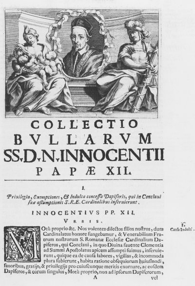 Samling av påve Innocentius XII:s påvliga tjurar (gravyr) av Italian School