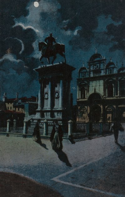 Colleoni-monumentet, Venedig (färglitografi) av Italian School