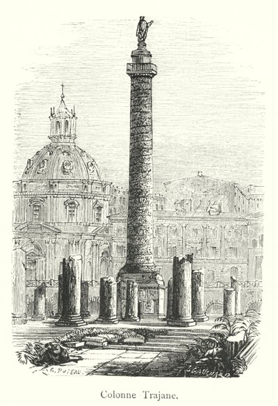 Trajanus kolumn (gravyr) av Italian School