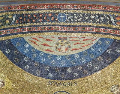 Jungfruns kröning och himlen (mosaik) av Italian School