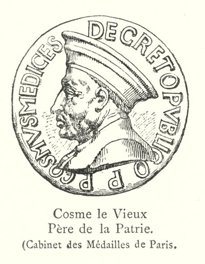 Cosimo den äldre, Fader till Fäderlandet, Paris Medaljkabinett (gravyr) av Italian School